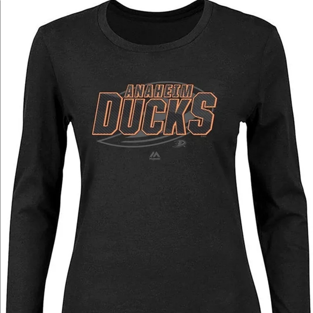 NHL Anaheim Ducks Hockey Long Sleeve T-Shirt Black Mens XL NEW WITH TAGS